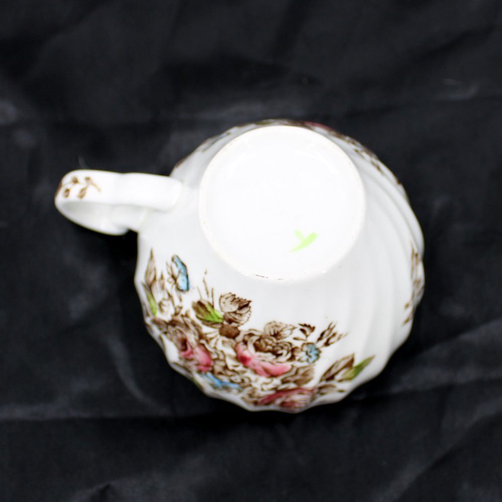 Johnson Bros Flat Cup & Saucer Set Devon Sprays Brown Multicolor - Picture 6 of 6